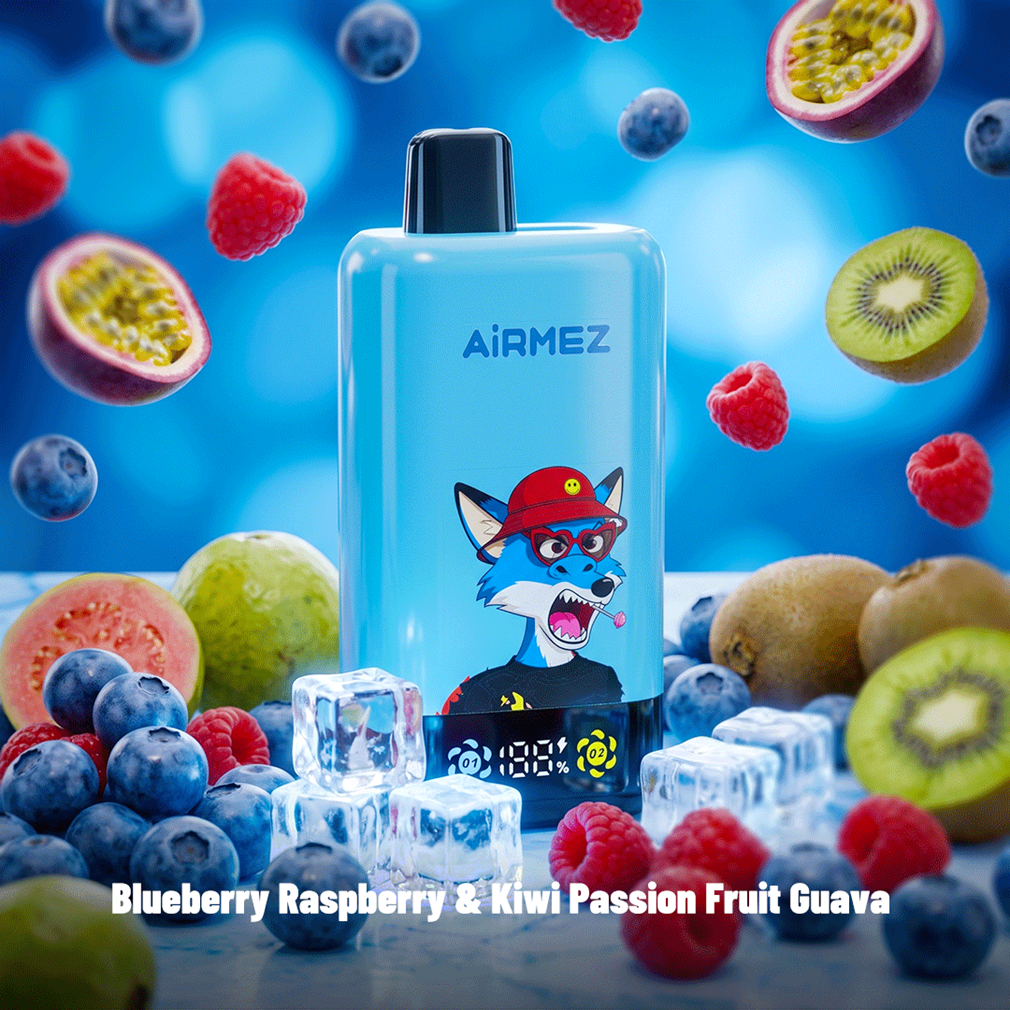 Airmez Fox 2in1 Pro 80000 Puffs Blueberry Raspberry & Kiwi Passion Fruit Guava