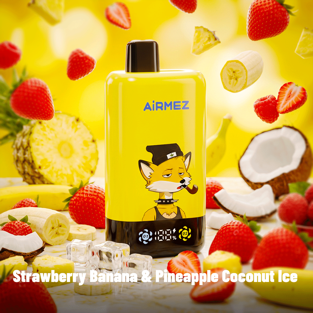 Airmez Fox 2in1 Pro 80000 Puffs Strawberry Banana & Pineapple Coconut Ice