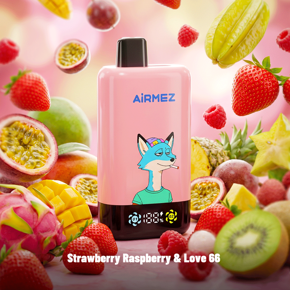 Airmez Fox 2in1 Pro 80000 Puffs Strawberry Raspberry & Love 66